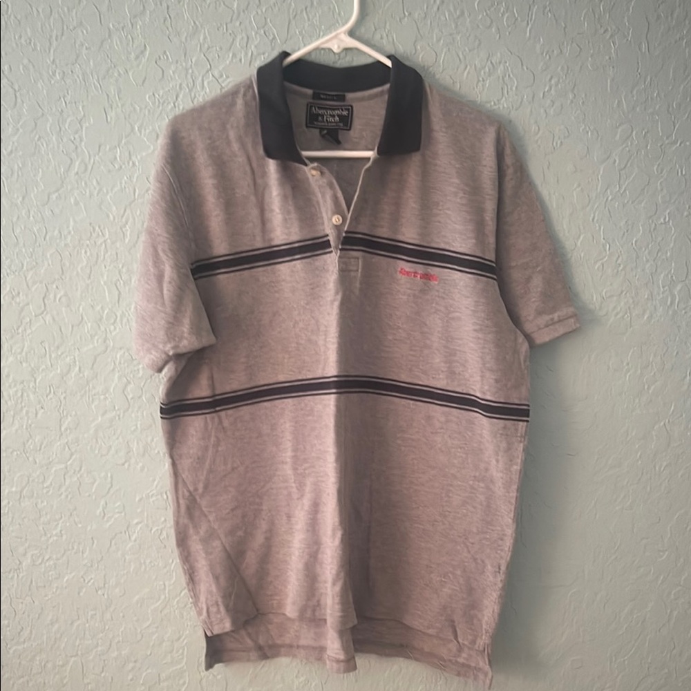 Abercrombie & Fitch Gray and Navy Polo Shirt Classic Design